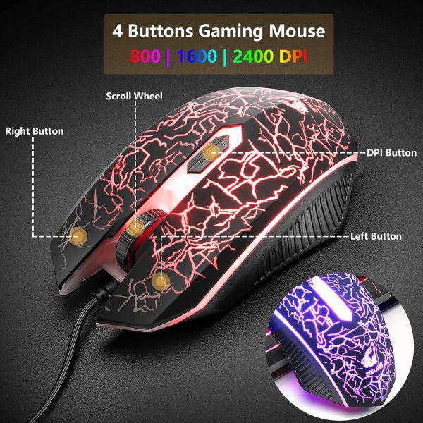 Gaming Keyboard and Mouse Set, 104 Keys UK Layout QWERTY Rai... - Image 7