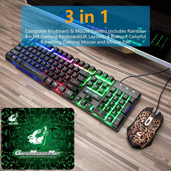 Gaming Keyboard and Mouse Set, 104 Keys UK Layout QWERTY Rai... - Image 8