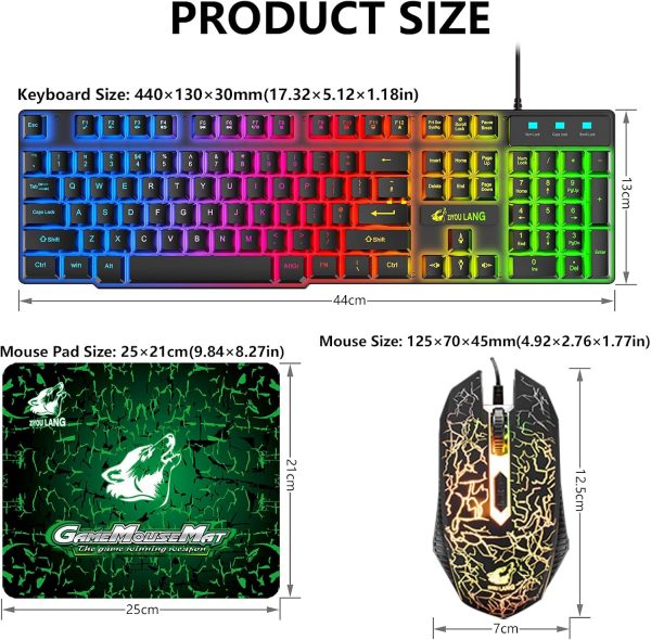 Gaming Keyboard and Mouse Set, 104 Keys UK Layout QWERTY Rai... - Image 9
