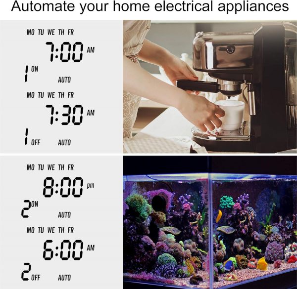 Awootsv Digital Timer Plug Socket with LCD Display 24 Hours/... - Image 5