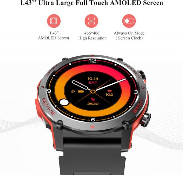 Smart Watch, 1.43''AMOLED 45mm Military Smartwatch Men Women... - Image 3