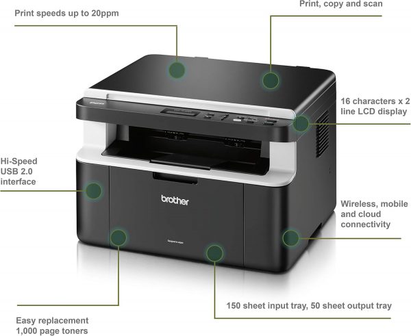 Brother DCP-1612W Mono Laser Printer - All-in-One, Wireless/... - Image 3