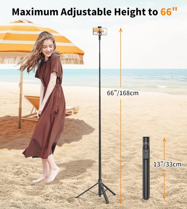 TONEOF 66" Automatic Tripod Selfie Stick, Auto-Open Phone Tr... - Image 4