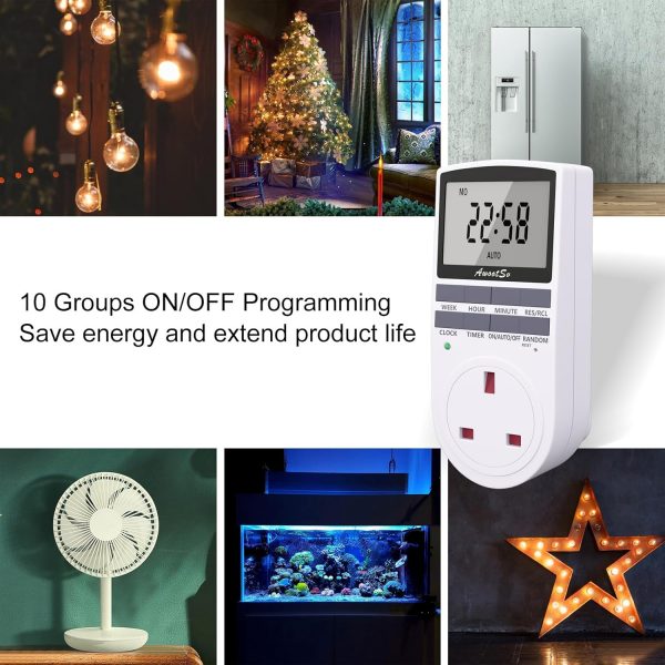 Awootsv Digital Timer Plug Socket with LCD Display 24 Hours/... - Image 8
