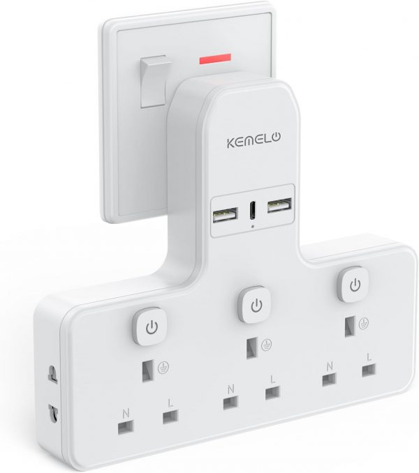 Multi Plug Adapter (3250W/13A), Plug Extension Socket with 3... - Image 2