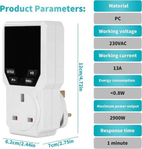 DEWIN Digital Timer Plug Socket, Smart Switch Programmable E... - Image 7