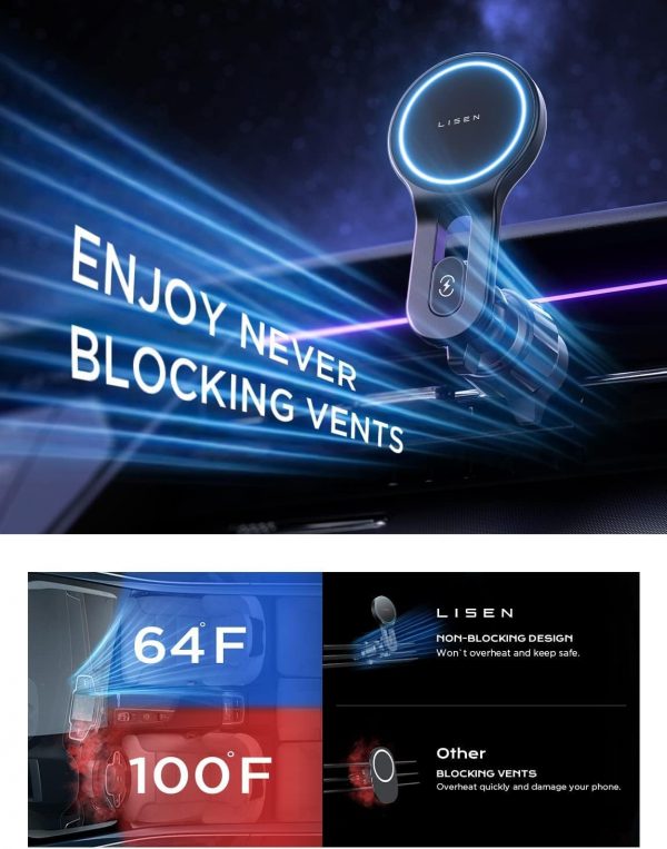 LISEN for MagSafe Car Mount Charger 【15W Fast Charging】 for ... - Image 9