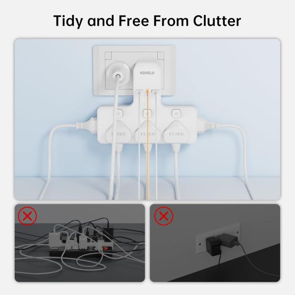 Multi Plug Adapter (3250W/13A), Plug Extension Socket with 3... - Image 9