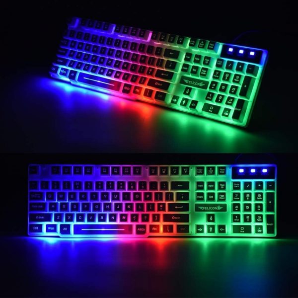 UK Layout Gaming Keyboard and Mouse Set Ergonomic Rainbow Ba... - Image 8