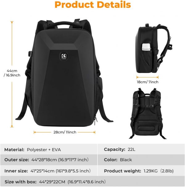 K&F Concept Camera Backpack,Hardshell DSLR Photography Camer... - Image 4