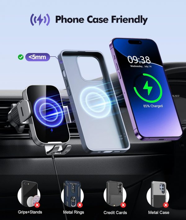 ISEYOU Car Phone Holder Wireless Charger, 15W Fast Charging ... - Image 8