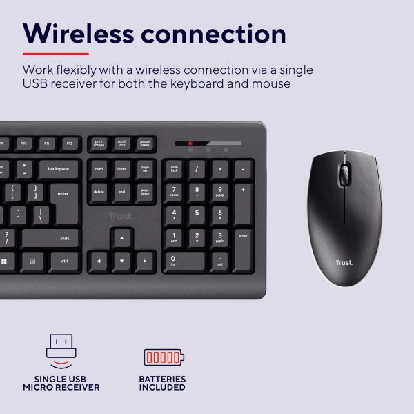 Trust Primo Wireless Keyboard and Mouse Set QWERTY UK Layout... - Image 5