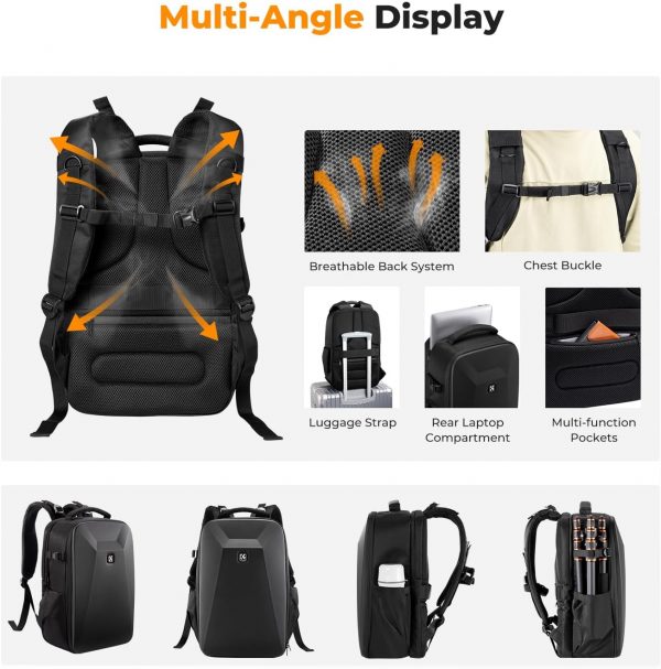K&F Concept Camera Backpack,Hardshell DSLR Photography Camer... - Image 6