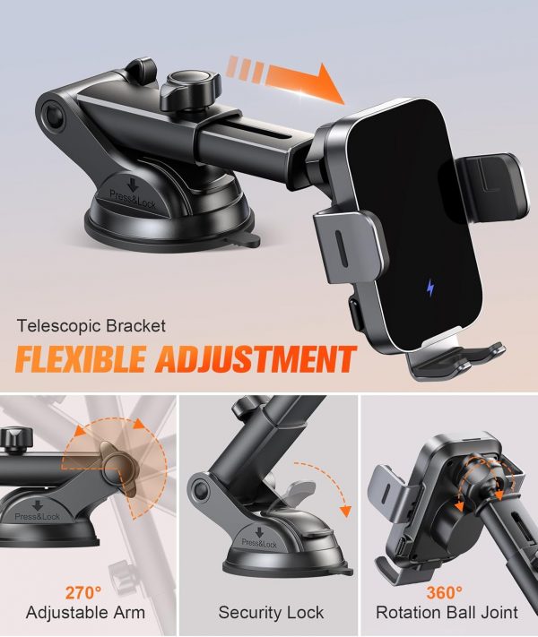 ISEYOU Car Phone Holder Wireless Charger Auto Clamping, 15W ... - Image 6