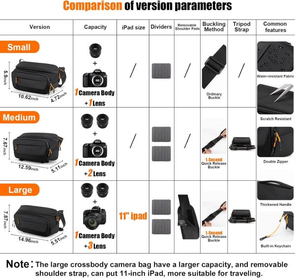 Cwatcun Small Camera Sling Bag, DSLR Compact Camera Shoulder... - Image 4