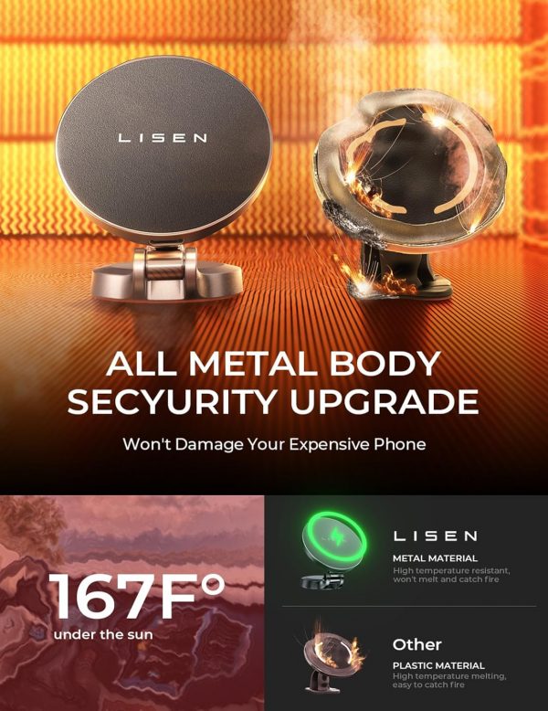 LISEN 15W Magsafe Car Mount Charger, Wireless Charger iPhone... - Image 4