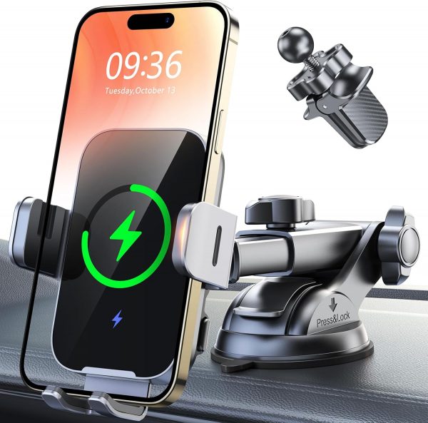 ISEYOU Car Phone Holder Wireless Charger Auto Clamping, 15W ... - Image 2