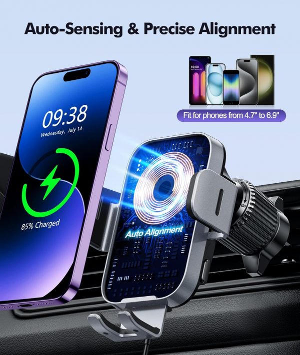 ISEYOU Car Phone Holder Wireless Charger, 15W Fast Charging ... - Image 7