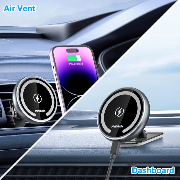 MAGJIEYX for MagSafe Car Mount Magnetic Wireless Charger Fas... - Image 3