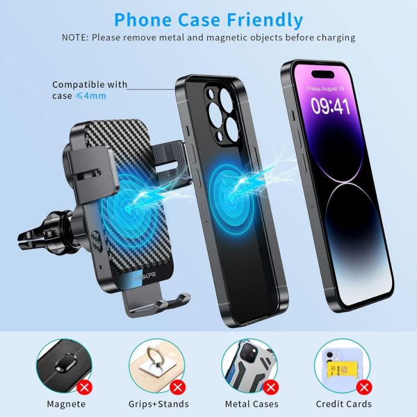 MOKPR Wireless Car Charger, 15W Fast Charging Auto Clamping ... - Image 7