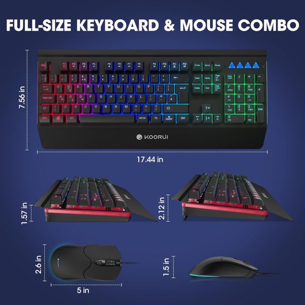 KOORUI Gaming Keyboard Mouse Set, 104 Keys QWERTY Layout wit... - Image 7