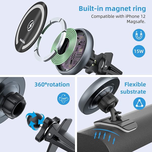 MAGJIEYX for MagSafe Car Mount Magnetic Wireless Charger Fas... - Image 5
