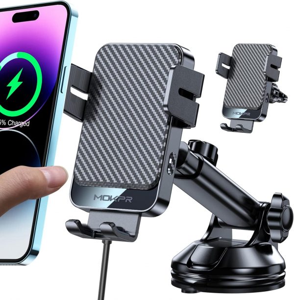 MOKPR Wireless Car Charger, 15W Fast Charging Auto Clamping ... - Image 2