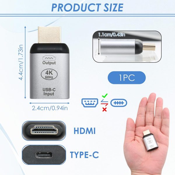 USB C to HDMI Adapter, Practical USB C Type C 3.1 Female Sou... - Image 3