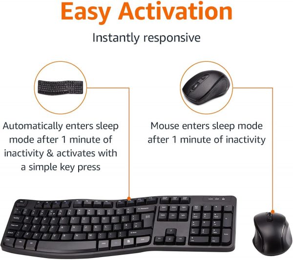 Amazon Basics Ergonomic Wireless Keyboard Mouse Combo UK lay... - Image 6
