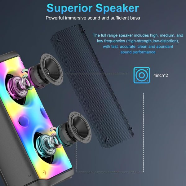 TAMPROAD Bluetooth Speaker, 80W Peak Wireless TWS Portable O... - Image 3