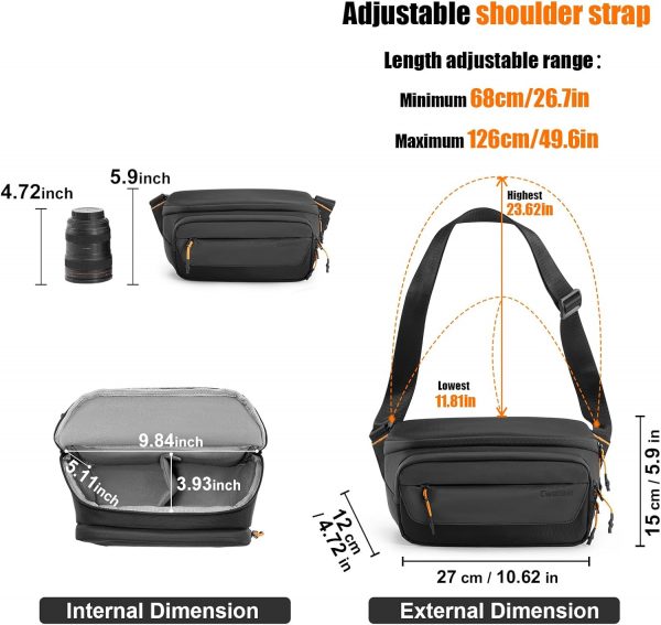 Cwatcun Small Camera Sling Bag, DSLR Compact Camera Shoulder... - Image 9