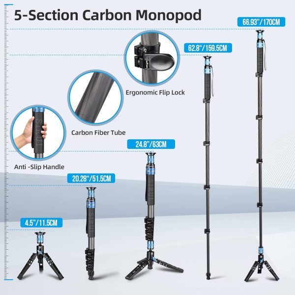 SIRUI P-325FL Camera Monopod for Photography, 170cm Carbon F... - Image 5