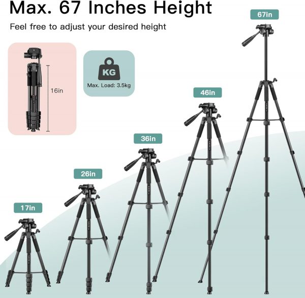 Victiv 67.7" Camera Tripod, Lightweight Tripod for Smartphon... - Image 3