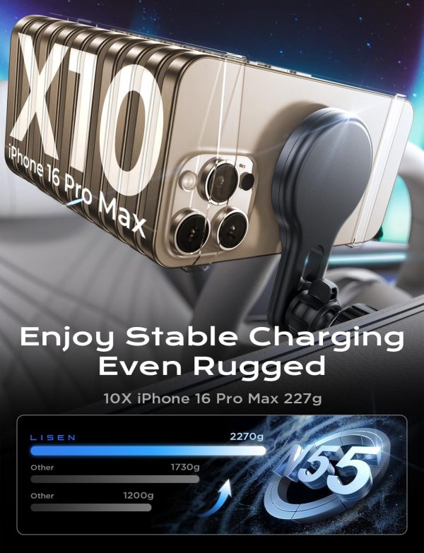 LISEN for MagSafe Car Mount Charger 【15W Fast Charging】 for ... - Image 5