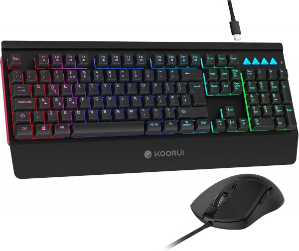 KOORUI Gaming Keyboard Mouse Set, 104 Keys QWERTY Layout wit... - Image 2