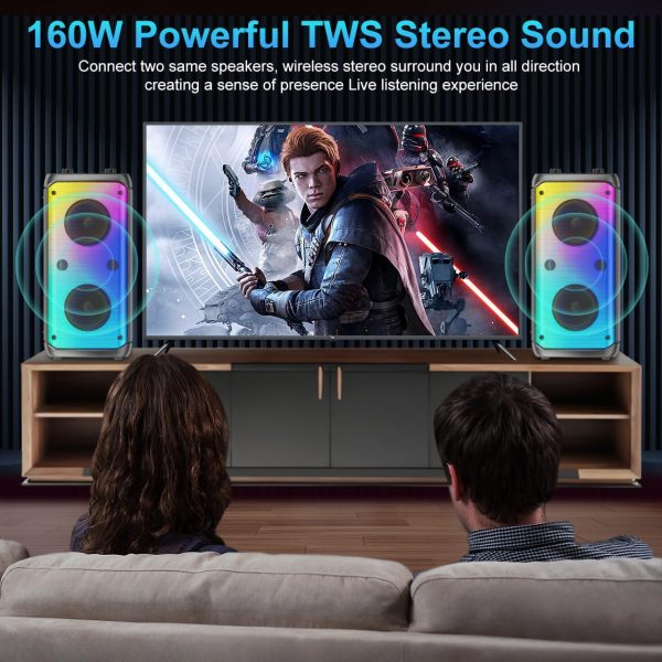 TAMPROAD Bluetooth Speaker, 80W Peak Wireless TWS Portable O... - Image 4