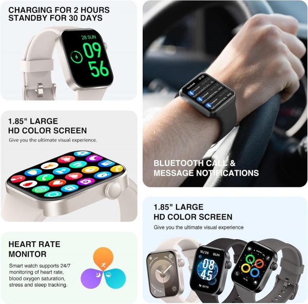 Smart Watch for Women Men Answer/Make Call,1.85"HD Screen Fi... - Image 5