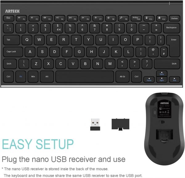 Arteck 2.4G Wireless Keyboard and Mouse Combo QWERTY UK Layo... - Image 5