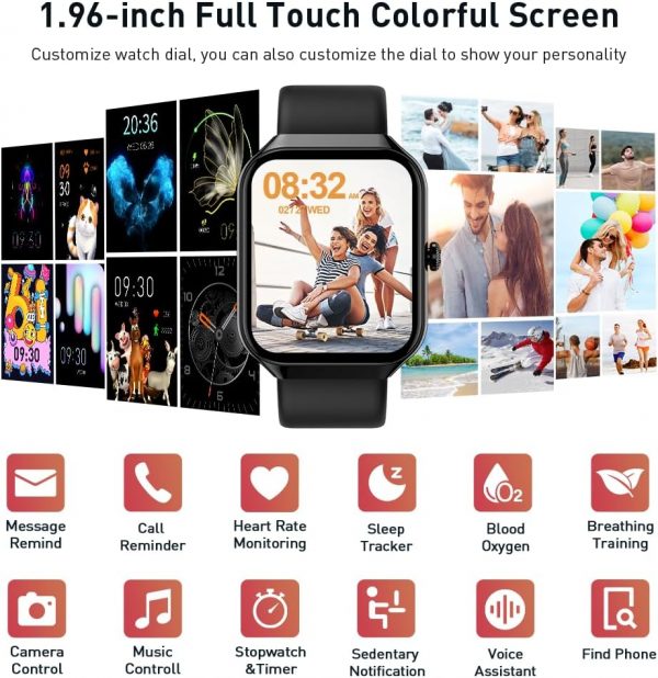 Smart Watch for Men Women Answer/Make Calls, 1.96" Fitness W... - Image 3