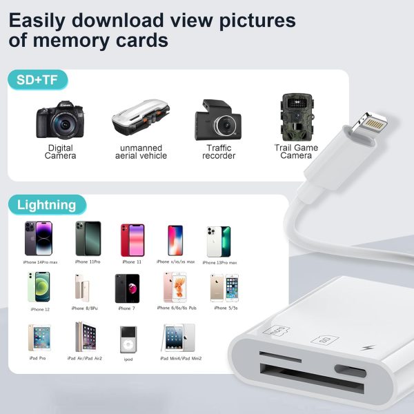 Lightning to SD TF Card Reader with Charging, Digital Camera... - Image 3