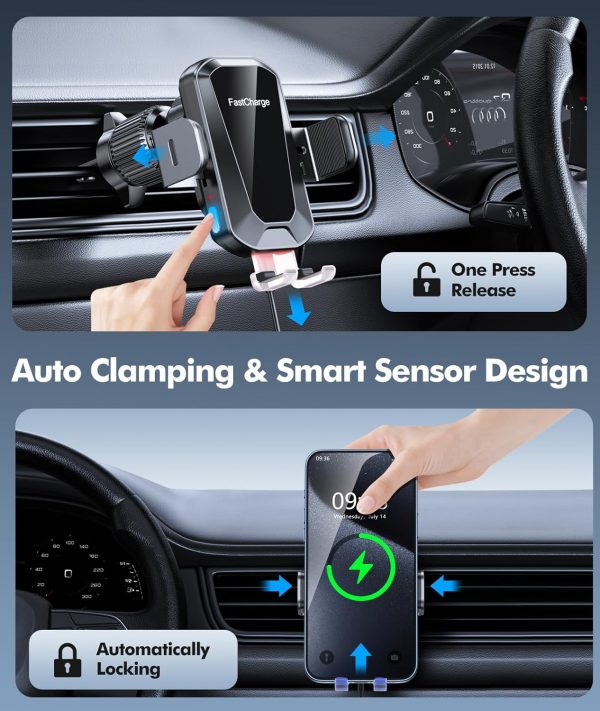 EOIWUY Car Phone Holder Wireless Charger,Auto Clamping 15W F... - Image 3