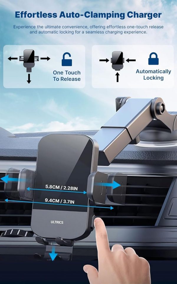 ULTRICS Wireless Car Charger, 15W Fast Charging Automatic Ca... - Image 4