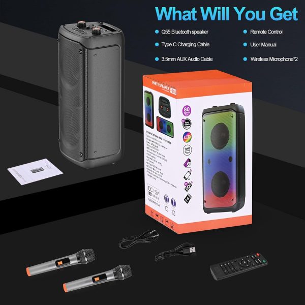 TAMPROAD Bluetooth Speaker, 80W Peak Wireless TWS Portable O... - Image 10