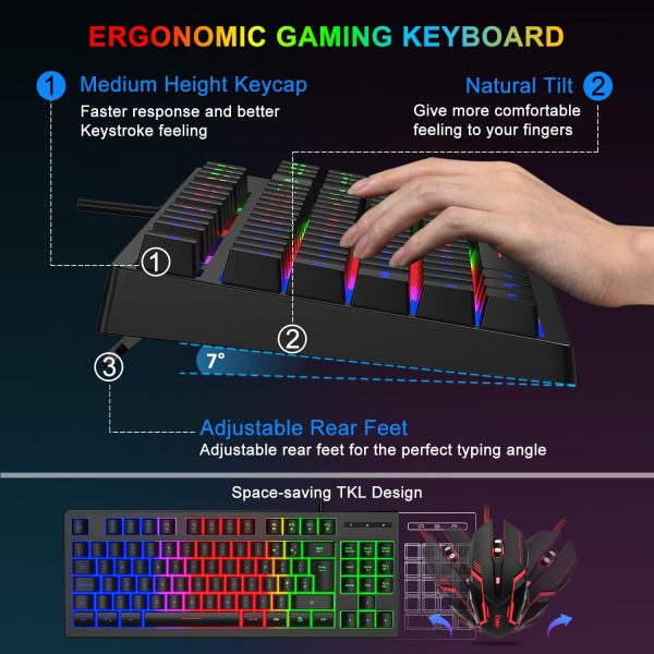 Rewurnth Gaming Keyboard and Mouse Set, UK Layout 75% TKL RG... - Image 4