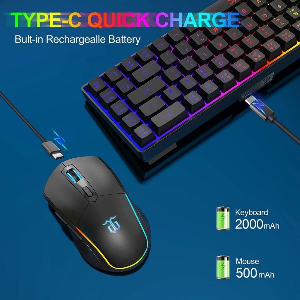 Snpurdiri 60% Wireless Gaming Keyboard and Mouse Combo,LED B... - Image 4
