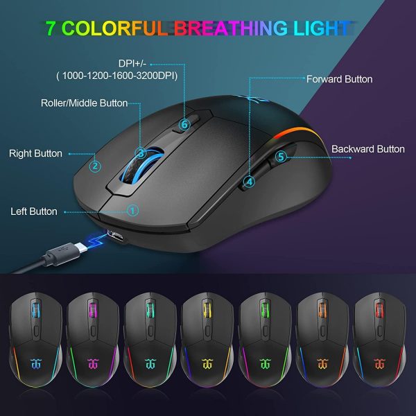 Snpurdiri 60% Wireless Gaming Keyboard and Mouse Combo,LED B... - Image 7