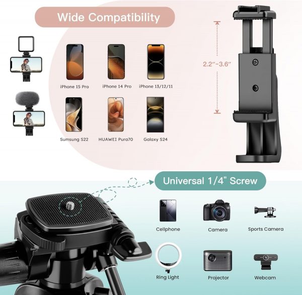 Victiv 67.7" Camera Tripod, Lightweight Tripod for Smartphon... - Image 7