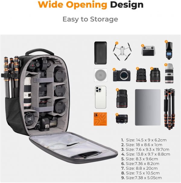 K&F Concept Camera Backpack,Hardshell DSLR Photography Camer... - Image 3