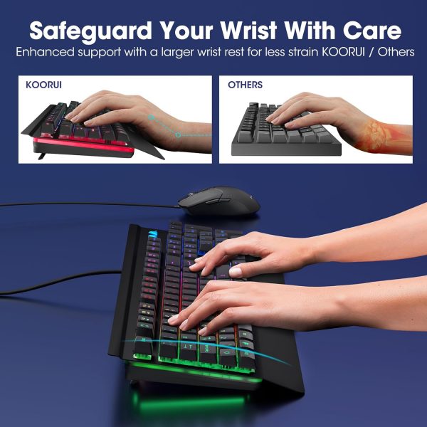KOORUI Gaming Keyboard Mouse Set, 104 Keys QWERTY Layout wit... - Image 3