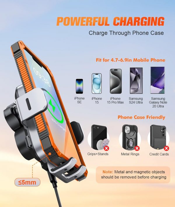 ISEYOU Car Phone Holder Wireless Charger Auto Clamping, 15W ... - Image 7